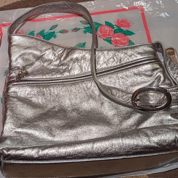 Vintage early '80's Dawli DAWLI Crossbody Silver Leather with inlaid stones - Picture 4 of 6